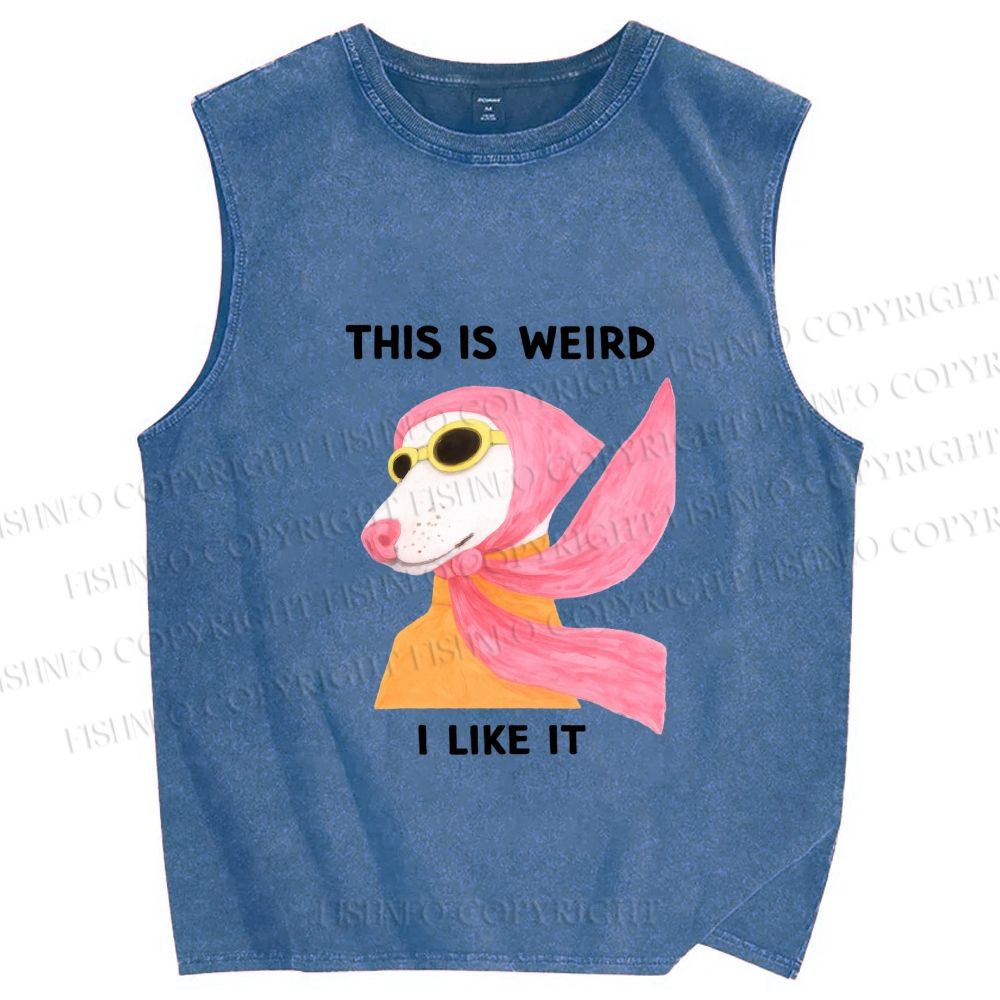 Unisex This Is Weird Dog Printed Washed Tank Top