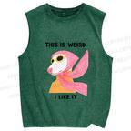Unisex This Is Weird Dog Printed Washed Tank Top