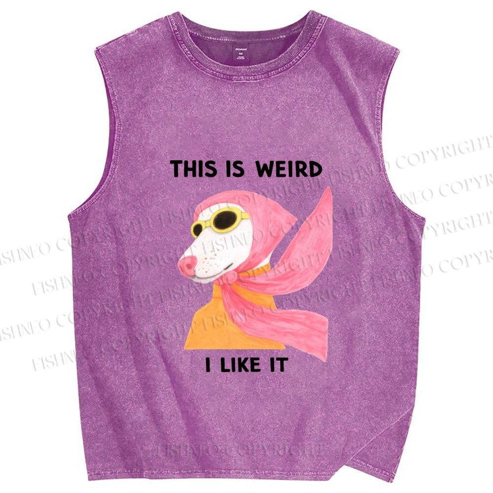 Unisex This Is Weird Dog Printed Washed Tank Top