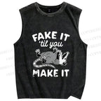 Unisex Pretending To Die Printed Washed Tank Top