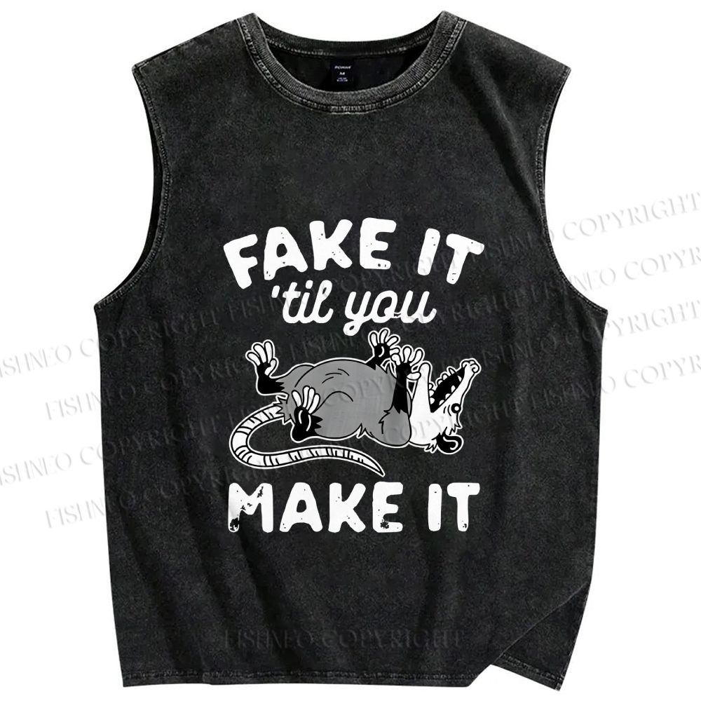 Unisex Pretending To Die Printed Washed Tank Top