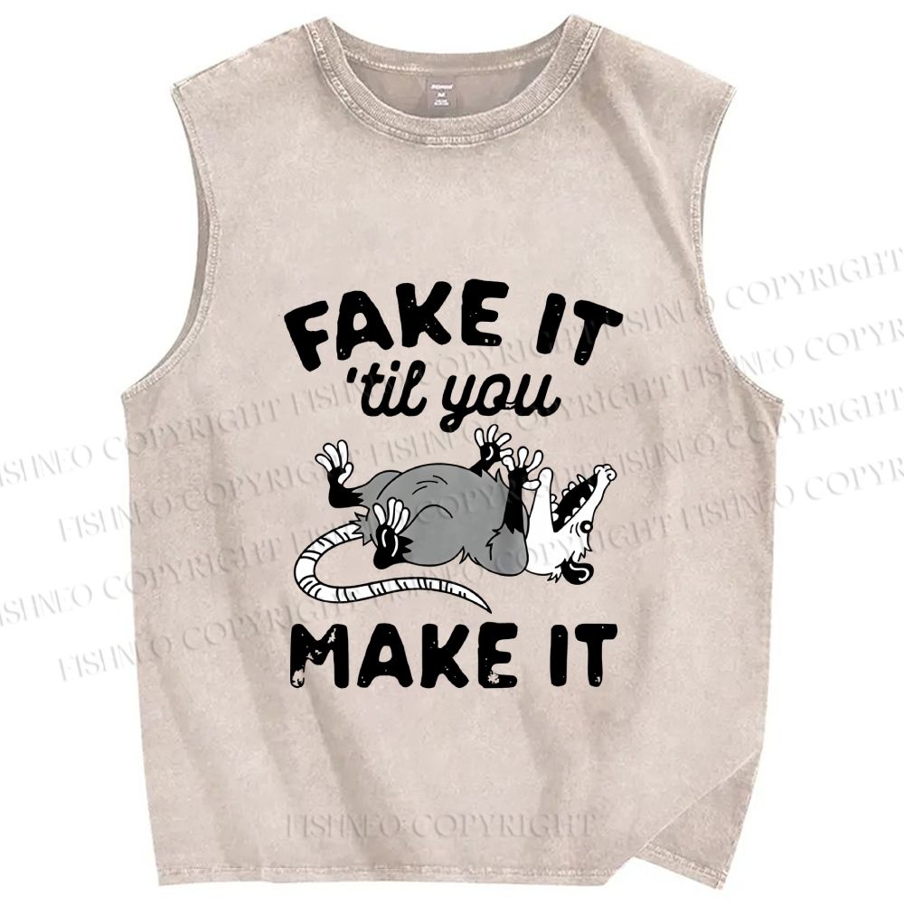 Unisex Pretending To Die Printed Washed Tank Top