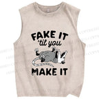 Unisex Pretending To Die Printed Washed Tank Top