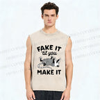 Unisex Pretending To Die Printed Washed Tank Top