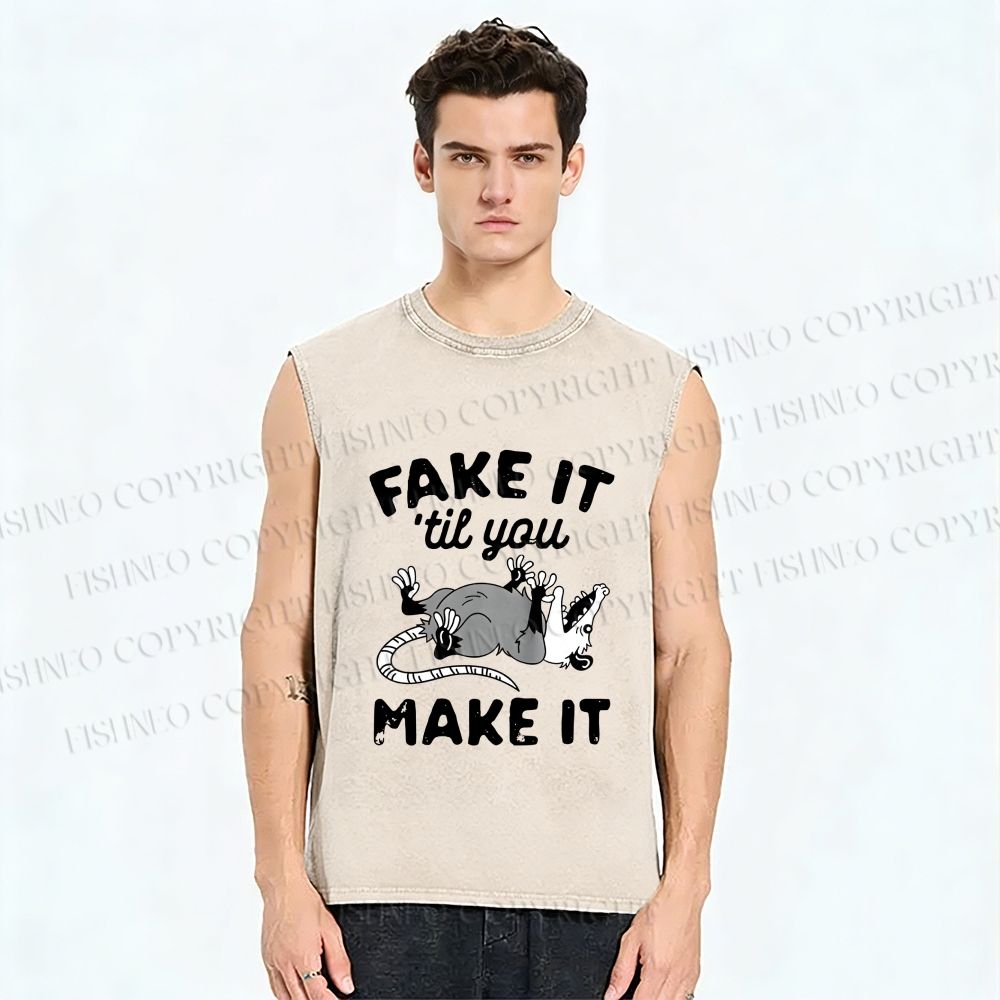 Unisex Pretending To Die Printed Washed Tank Top