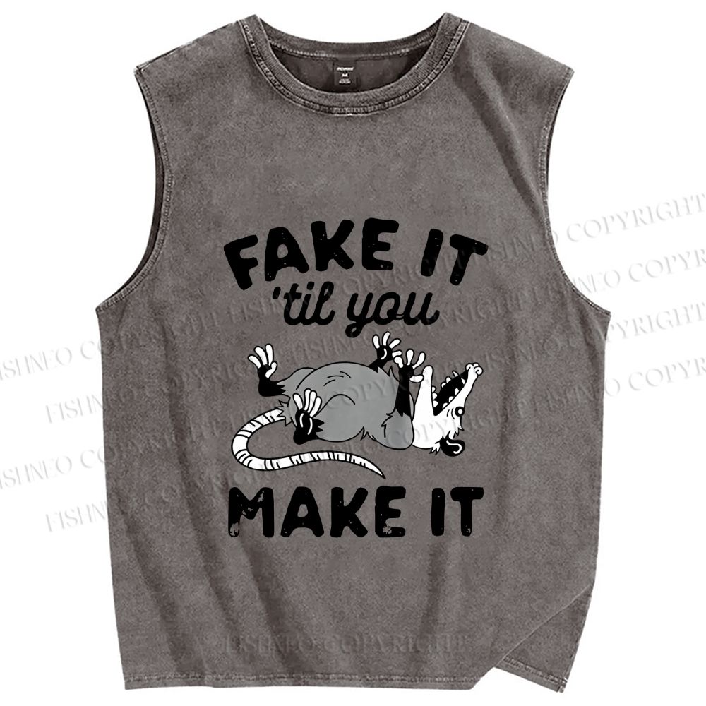 Unisex Pretending To Die Printed Washed Tank Top