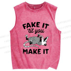 Unisex Pretending To Die Printed Washed Tank Top