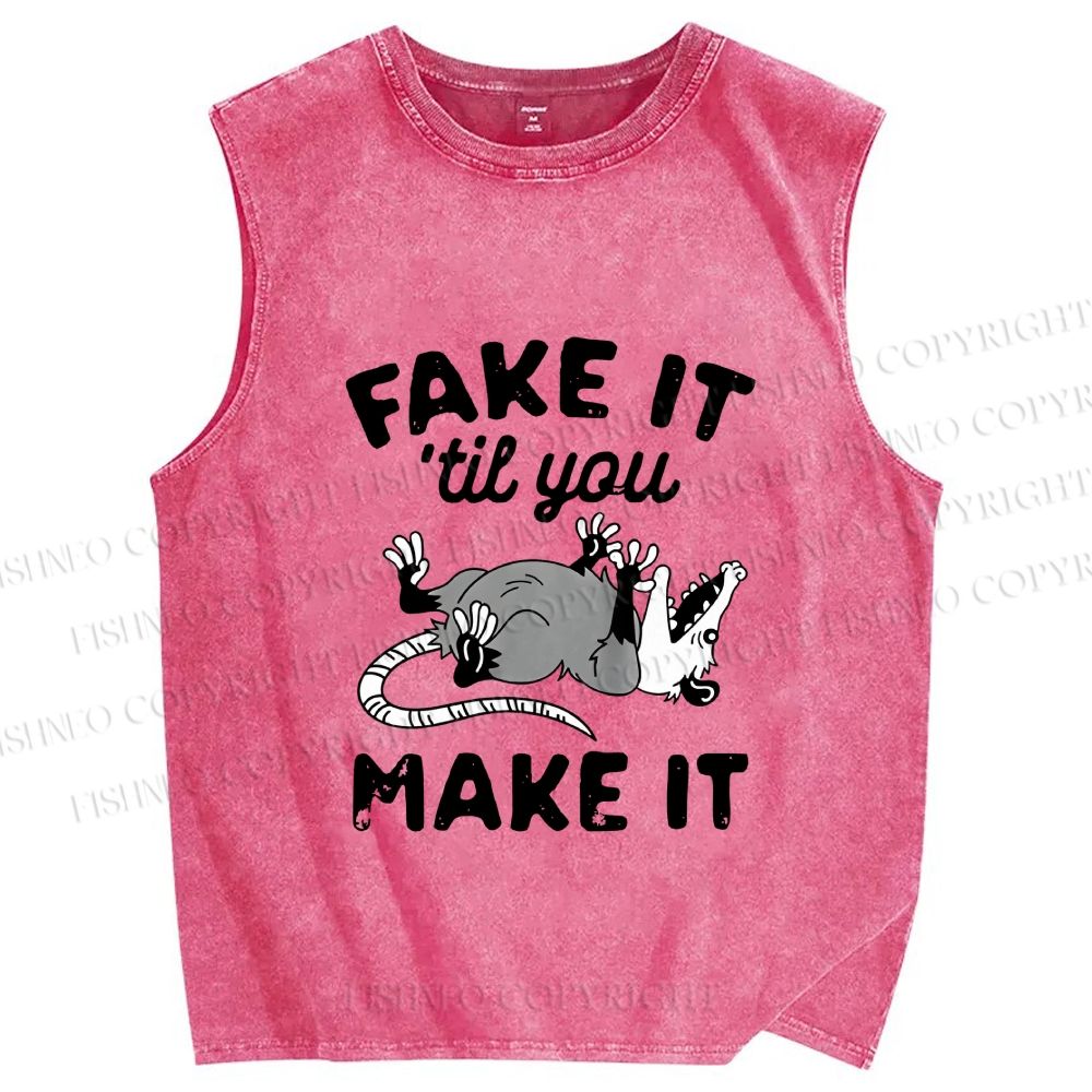 Unisex Pretending To Die Printed Washed Tank Top