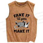 Unisex Pretending To Die Printed Washed Tank Top