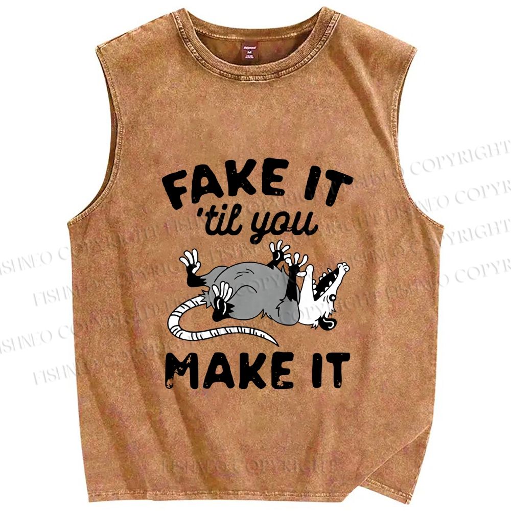 Unisex Pretending To Die Printed Washed Tank Top