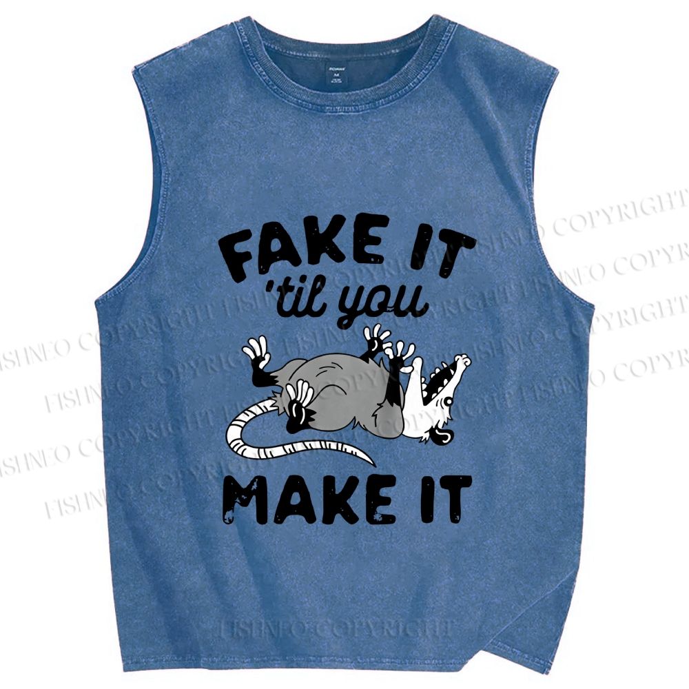 Unisex Pretending To Die Printed Washed Tank Top