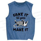 Unisex Pretending To Die Printed Washed Tank Top