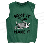 Unisex Pretending To Die Printed Washed Tank Top