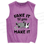Unisex Pretending To Die Printed Washed Tank Top