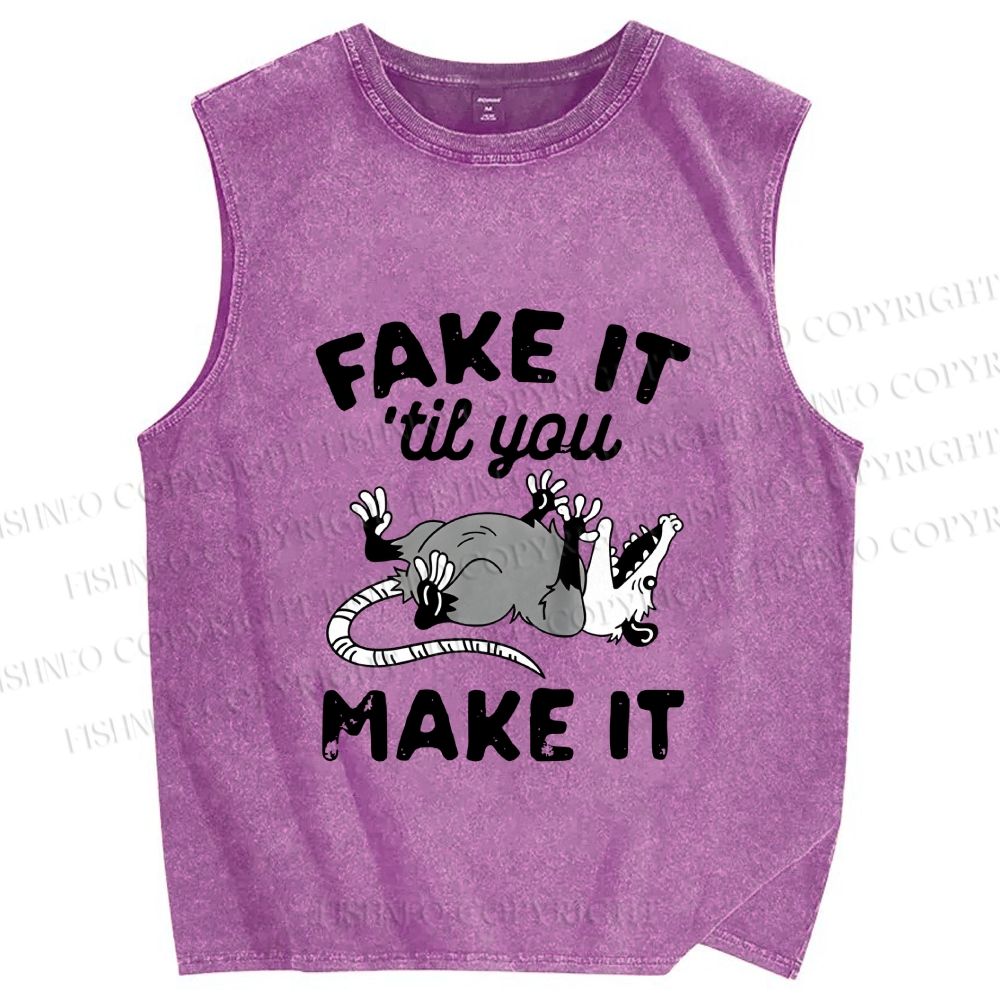 Unisex Pretending To Die Printed Washed Tank Top