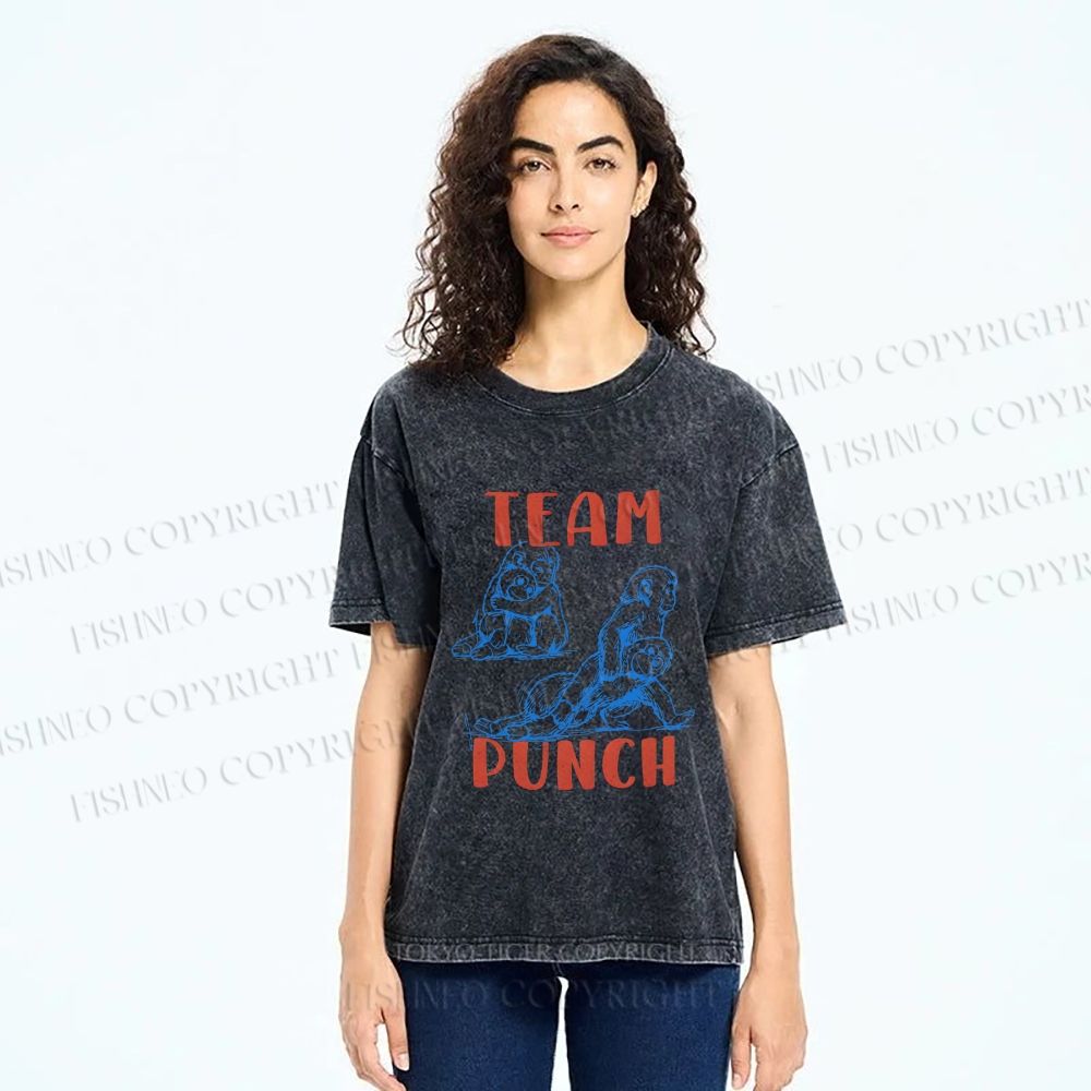 Unisex Team Punch the Monkey Printed Washed Tee