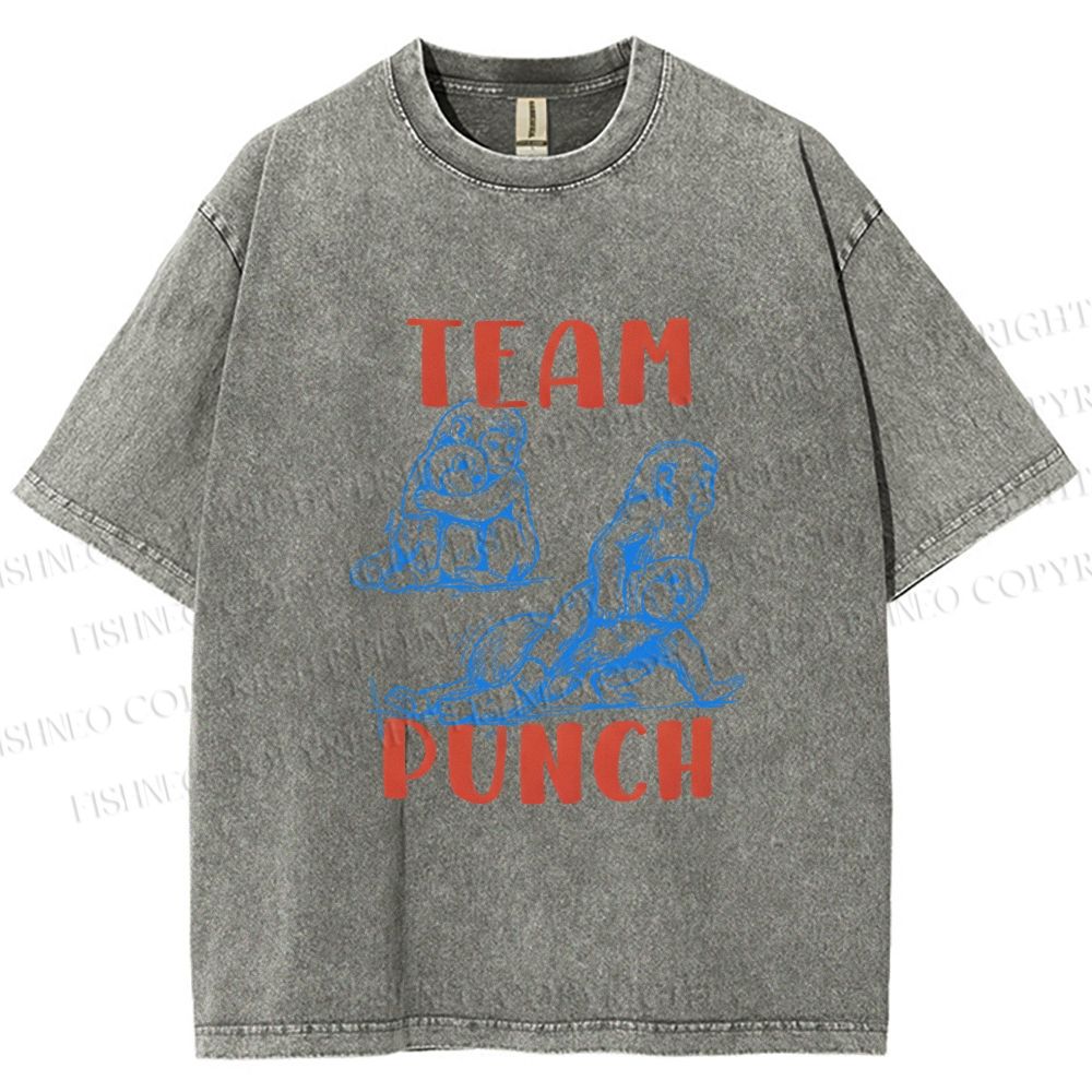 Unisex Team Punch the Monkey Printed Washed Tee