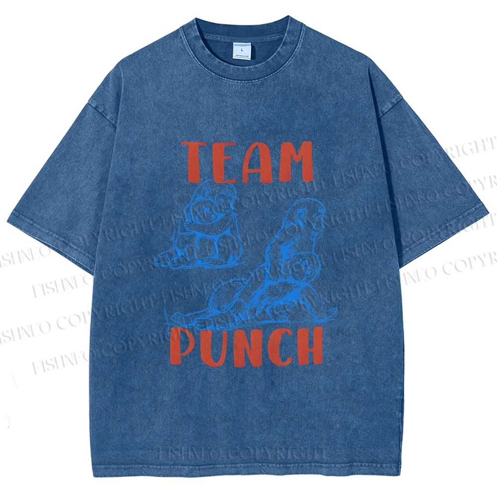 Unisex Team Punch the Monkey Printed Washed Tee