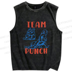 Unisex Team Punch the Monkey Printed Washed Tank Top