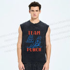 Unisex Team Punch the Monkey Printed Washed Tank Top