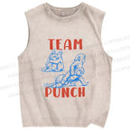 Unisex Team Punch the Monkey Printed Washed Tank Top