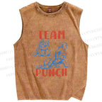 Unisex Team Punch the Monkey Printed Washed Tank Top