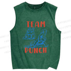 Unisex Team Punch the Monkey Printed Washed Tank Top