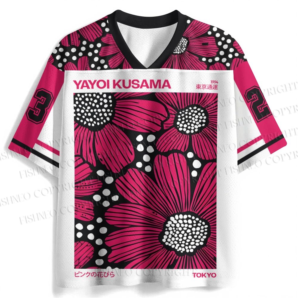 Yayoi Kusama Giant Pink Flowers Jersey Shirts