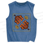 Unisex Two Funny Tigers Printed Washed Tank Top