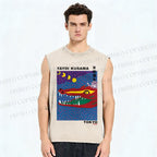 Unisex Yayoi Kusama Crocodile Printed Washed Tank Top