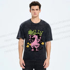 Unisex Vintage Silly Duck Printed Washed Tee