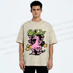 Unisex Vintage Silly Duck Printed Washed Tee