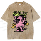 Unisex Vintage Silly Duck Printed Washed Tee