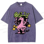 Unisex Vintage Silly Duck Printed Washed Tee