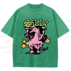 Unisex Vintage Silly Duck Printed Washed Tee