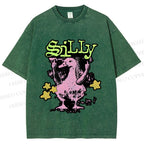 Unisex Vintage Silly Duck Printed Washed Tee