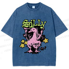 Unisex Vintage Silly Duck Printed Washed Tee