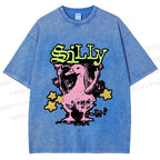 Unisex Vintage Silly Duck Printed Washed Tee