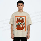 Unisex Silly Tiger Printed Washed Tee