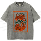 Unisex Silly Tiger Printed Washed Tee
