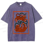 Unisex Silly Tiger Printed Washed Tee