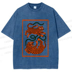 Unisex Silly Tiger Printed Washed Tee