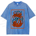 Unisex Silly Tiger Printed Washed Tee