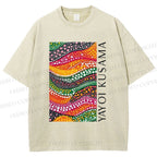 Unisex Yayoi Kusama Multicolor Graffiti Printed Washed Tee