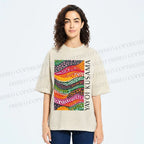 Unisex Yayoi Kusama Multicolor Graffiti Printed Washed Tee
