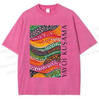 Unisex Yayoi Kusama Multicolor Graffiti Printed Washed Tee