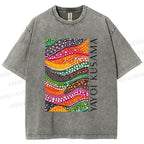 Unisex Yayoi Kusama Multicolor Graffiti Printed Washed Tee