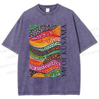 Unisex Yayoi Kusama Multicolor Graffiti Printed Washed Tee