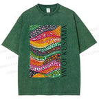 Unisex Yayoi Kusama Multicolor Graffiti Printed Washed Tee