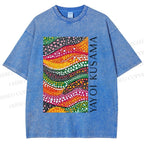 Unisex Yayoi Kusama Multicolor Graffiti Printed Washed Tee